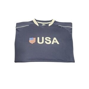 Umbro USA Short Sleeve Polyester T-shirt Blue White Size Large BC